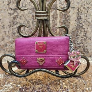 MCM Bright Pink Logo Charm Keyholder